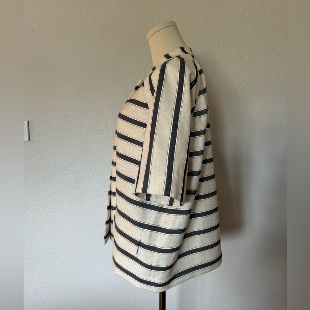 SALE! Lafayette 148 New York Striped Short Sleeve Jacket size Large - Picture 5 of 14